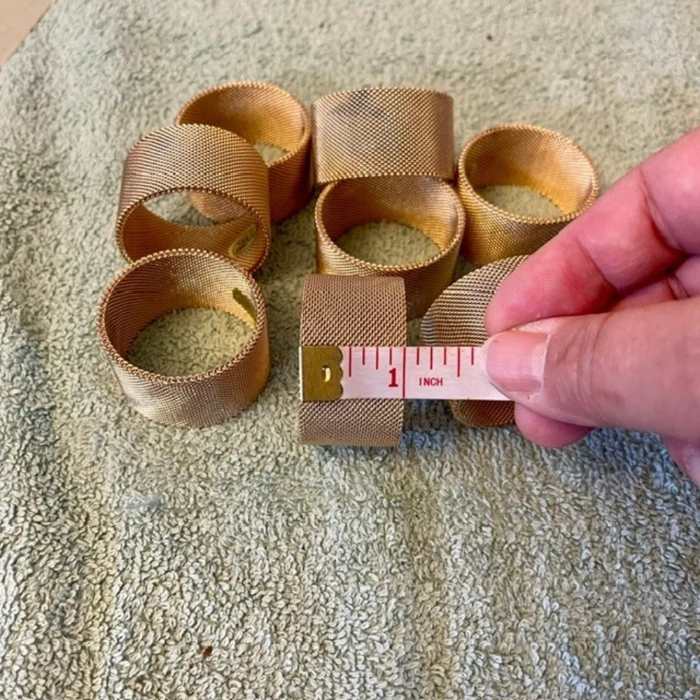 Vintage Gold Mesh Napkin Rings Set of 8 Woven Metal Hong Kong MCM HW Regency